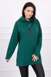 Tunic with zipper on hood Oversize green