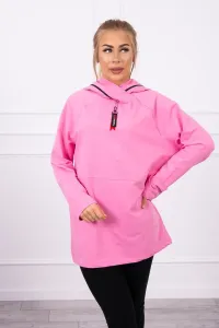 Tunic with zipper on hood Oversize light pink