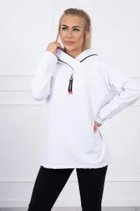 Tunic with zipper on hood Oversize white