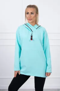 Tunic with zipper on the hood Oversize mint