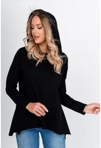 Women's tunic with a hood - black,