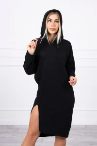 Dress with hood and slit on the side black