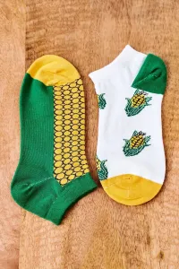 Unpaired socks with corn white-green #1241918