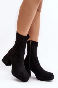 Black Adelles women's ankle boots with massive heels and platform
