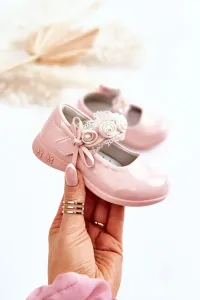 Children's ballerinas with Velcro with lace pink Evelyn #2355799