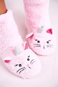 Children's padded sheepskin slippers Kitten Pink #1231795