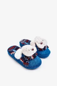 Children's slippers with thick soles with teddy bear, blue, Dasca #3043405