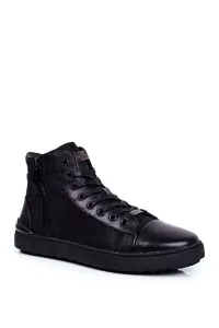 Mens Sneakers Goe Leather Black Shoes GG1N3019