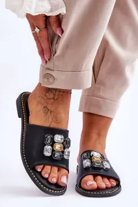 Women's sandals with rhinestones S.Barski Black