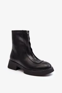 Women's flat boots with zipper black Elkasa