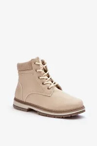 Women's leather insulated boots Beige Bimena #2852753
