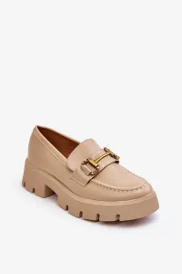 Women's loafers with decoration Beige Peuria #2845216