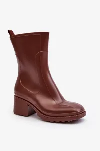 Women's matte high-heeled boots, brown Bertaida