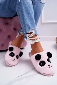 Women's slippers with Panda Fur Pink Fimeo