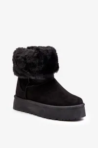 Women's snow boots with fur black rainsa