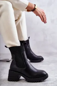 Women's warm heel boots black Abella