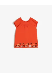 Koton Baby Girl Orange Flower Embroidered Dress #981808