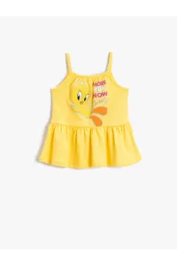 Koton Tweety Printed Frilly Dress Licensed Weightlifting Collar Cotton #1685915