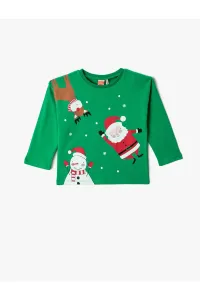 Koton New Year Themed Santa Claus Printed T-Shirt Long Sleeve Crew Neck #2378342