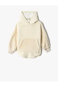 Koton Basic Plush Sweatshirt Quilted Hooded Kangaroo With Pocket