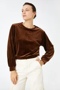 Koton Long Sleeve Blouse Velvet Brown L #1847155