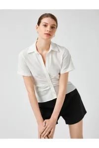 Koton Crop Shirt Short Sleeves Shirred Detail #1036732