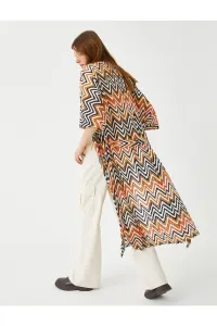 Koton Zigzag Patterned Long Kimono with Belt #2370075
