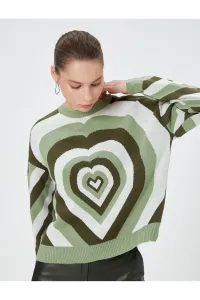 Koton Knitwear Sweater With Heart Multicolored Long Sleeved Crew Neck