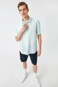 Koton Men's Green Striped Shirt