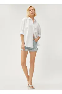 Koton Shirt Collar Plain White Women's Shirts 3sak60011pw