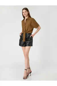 Koton Crop Shirt with Tie Detailed Short Sleeves #2019012