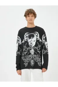 Koton Skull Printed Sweater Crew Neck Long Sleeve