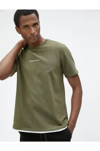 Koton Embroidered Motto T-Shirt Crew Neck Short Sleeve Cotton