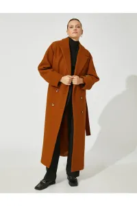 Koton Belted Pocket Double Breasted Long Coat