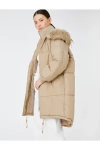 Koton Inflatable Hooded Coat Plush Detailed
