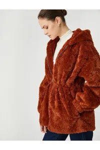 Koton Şahika Ercümen X Oversized Hooded Plush Coat
