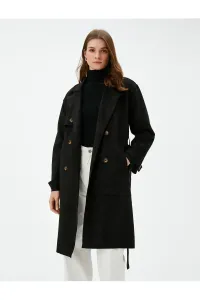 Koton Trench Coat Double Breasted Buttoned Belted Waist Pocket