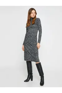 Koton Leopard Pattern Dress Turtleneck Long Sleeve