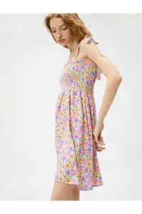 Koton Floral Mini Dress with Straps, Viscose, Gilets