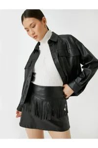 Koton Leather Look Mini Skirt with Tassel Detail