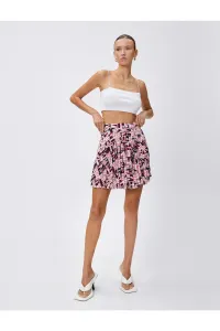 Koton Pleated Mini Skirt with Elastic Waist and Printed Letters