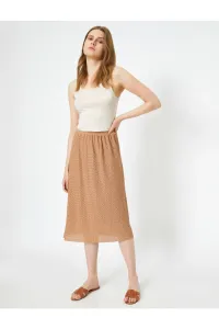 Koton Women's Brown Normal Waist Casual Fit Midi Skirt