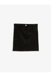 Koton Girl's Black Buttoned Cotton Pocket Basic Skirt