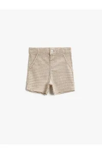 Koton Checked Buttoned Shorts with Pocket Detail