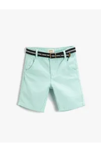 Koton Slim Belt Shorts Pocket Elastic Waist Above Knee Cotton #1404689