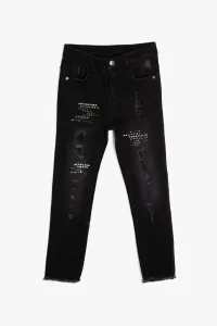 Koton Black Girl's Sequin Detailed Jean Trousers #48286