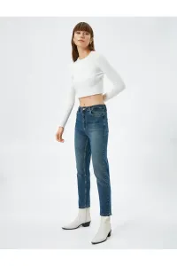 Koton High Waisted Denim Pants with Tapered Legs - Slim Mom Jeans