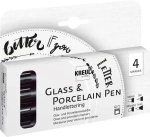 Kreul Glass & Porcelain Pen Handlettering Set di colori per vetro