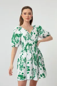 Lafaba Women's Green Patterned Double-breasted Dress
