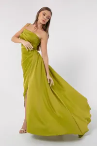 Lafaba Women's Oil Green One-Shoulder Satin Evening & Prom Dress